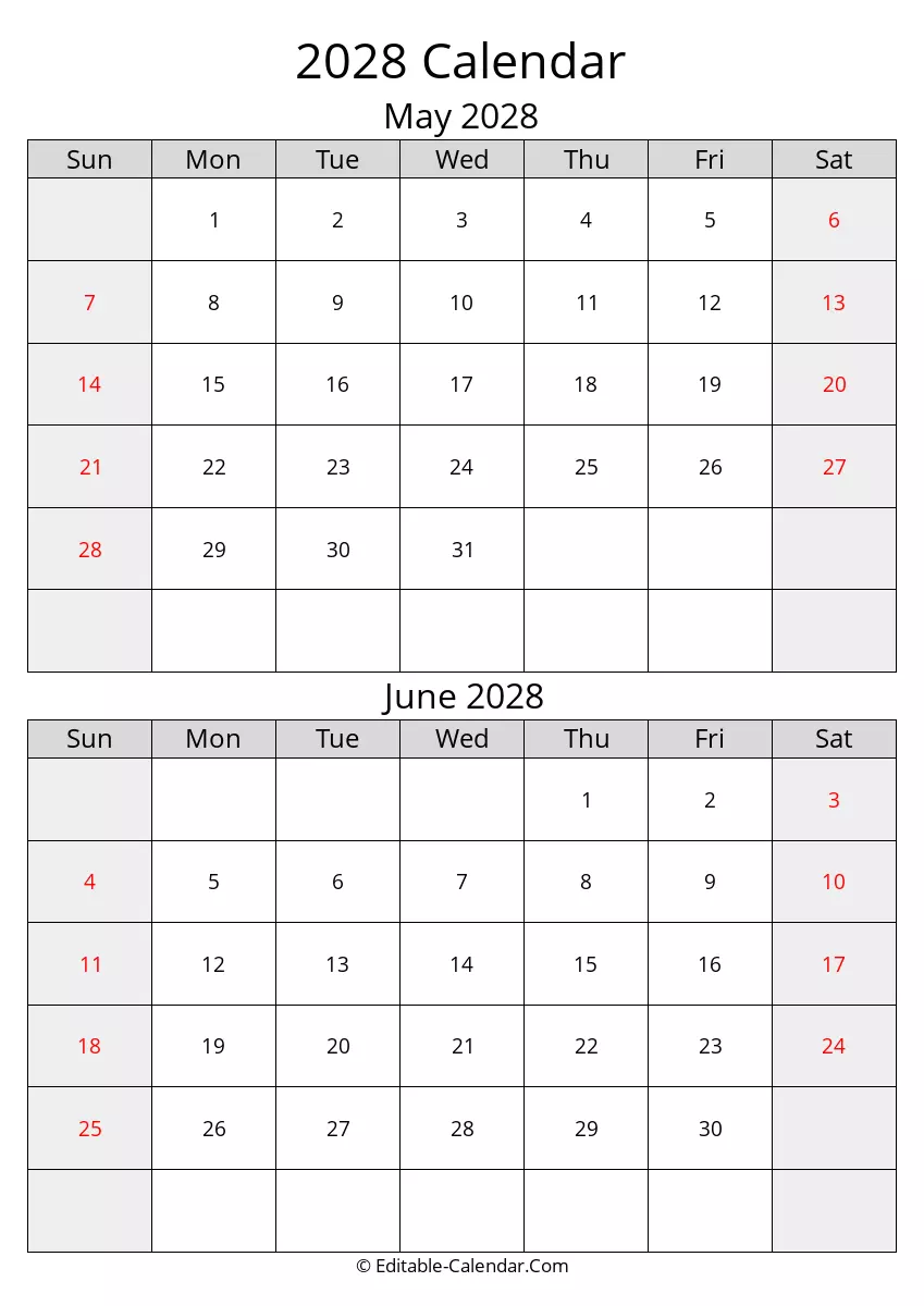 2028 may june calendar