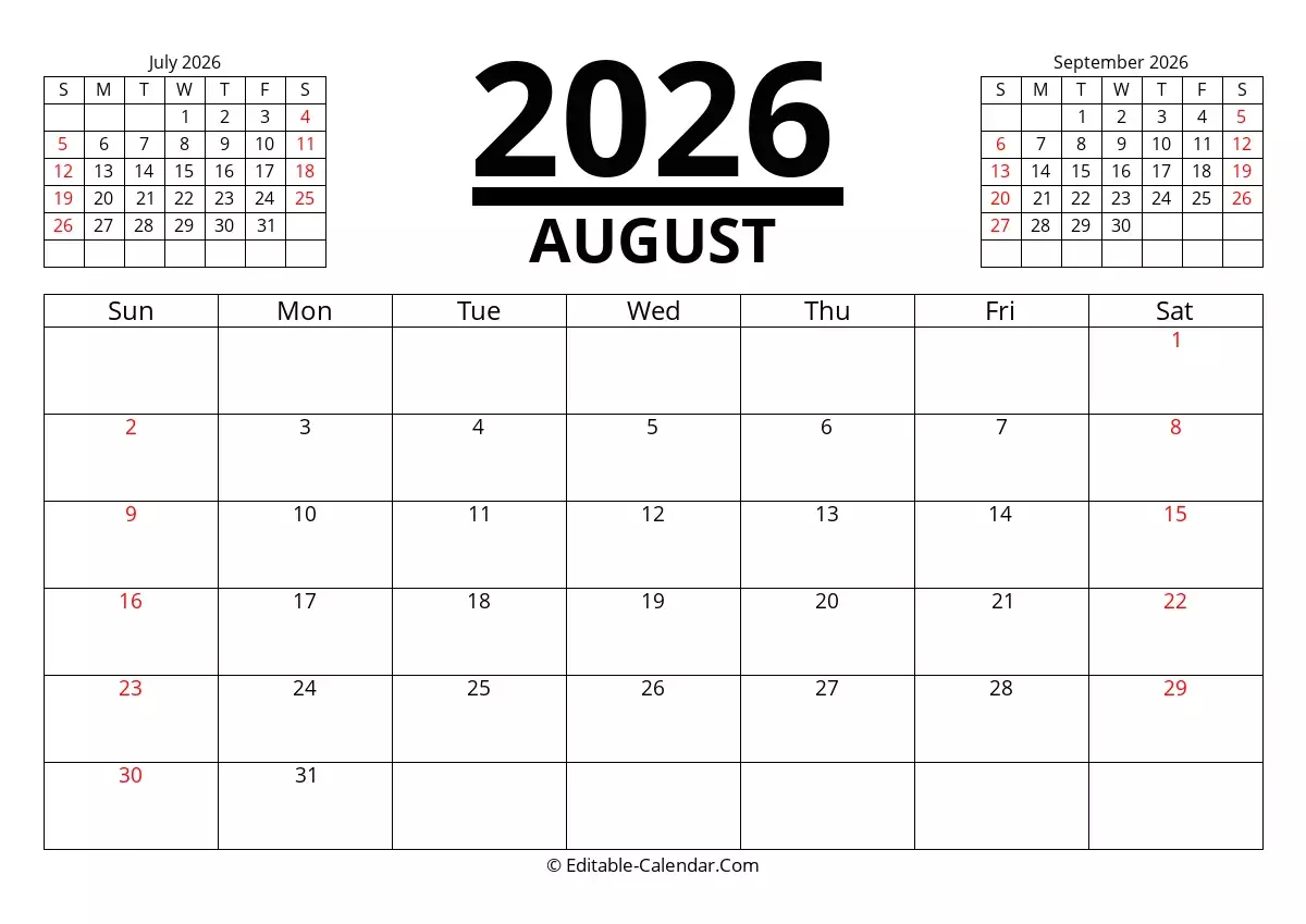2026 Calendar August Month August 2026 Calendar PrimaNYC 2026 Calendar August Month August 2026 Calendar PrimaNYC