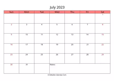 editable calendar july 2023