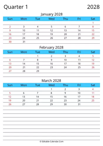 free-printable-quarter-1-2028-sunday-start