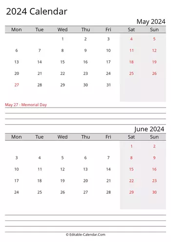 may and june 2024 printable calendar monday start