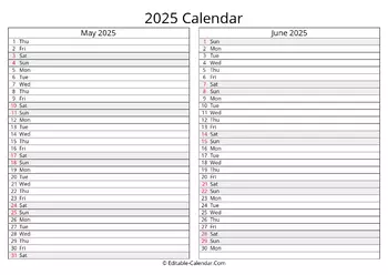 may june 2025 calendar monday start
