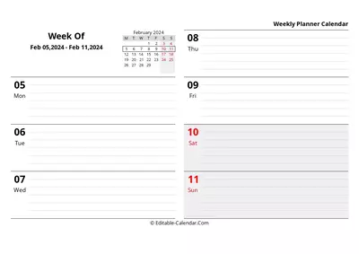 monday start, week 06: feb-05-2024 - feb-11-2024