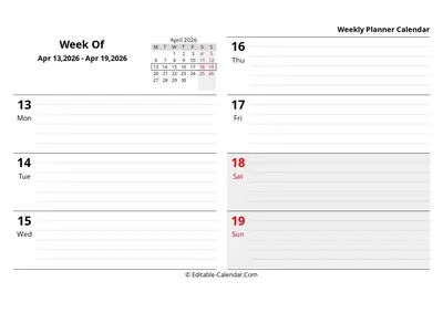 monday start, week 16: apr-13-2026 - apr-19-2026