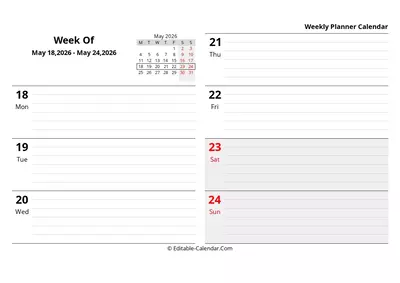 monday start, week 21: may-18-2026 - may-24-2026