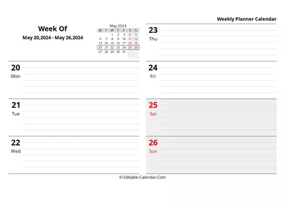 monday start, week 21: may-20-2024 - may-26-2024