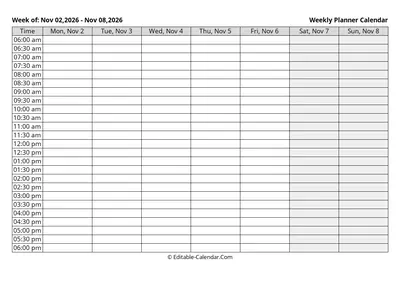 Monday start Week 45, 2026: November 2, 2026 - November 8, 2026