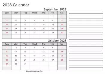 printable calendar september october 2028