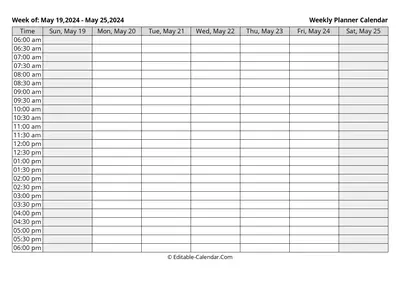 weekly planner calendar week 21: may-19-2024 - may-25-2024